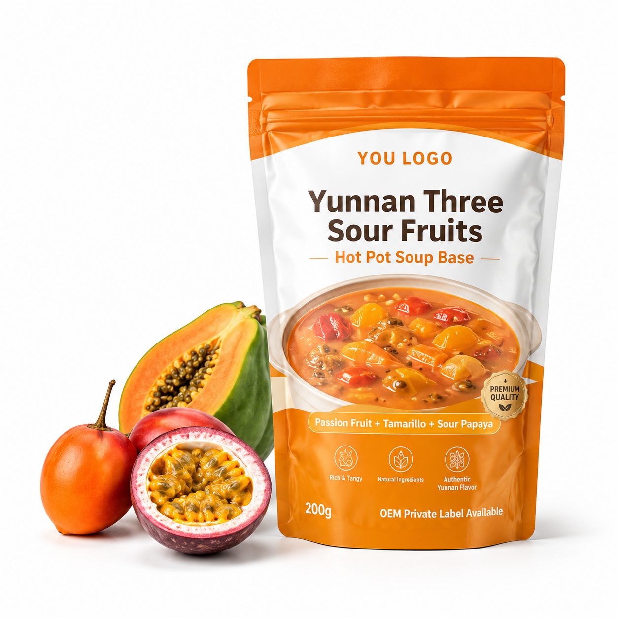 Yunnan Three Sour Fruits Hot Pot Soup Base | 200g | Tangy Fruity Broth for Hot Pot & Noodles OEM