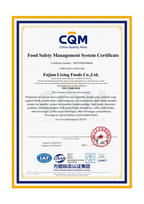 ISO 22000 — Certificate thumbnail