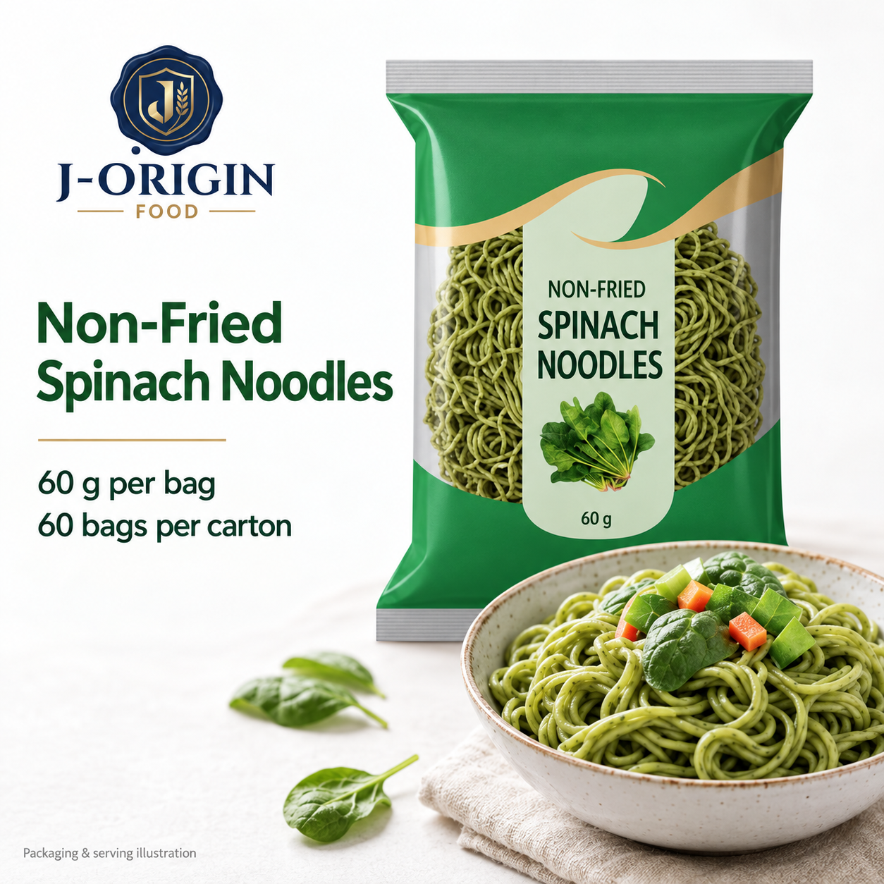 Macarrão de espinafre não frito